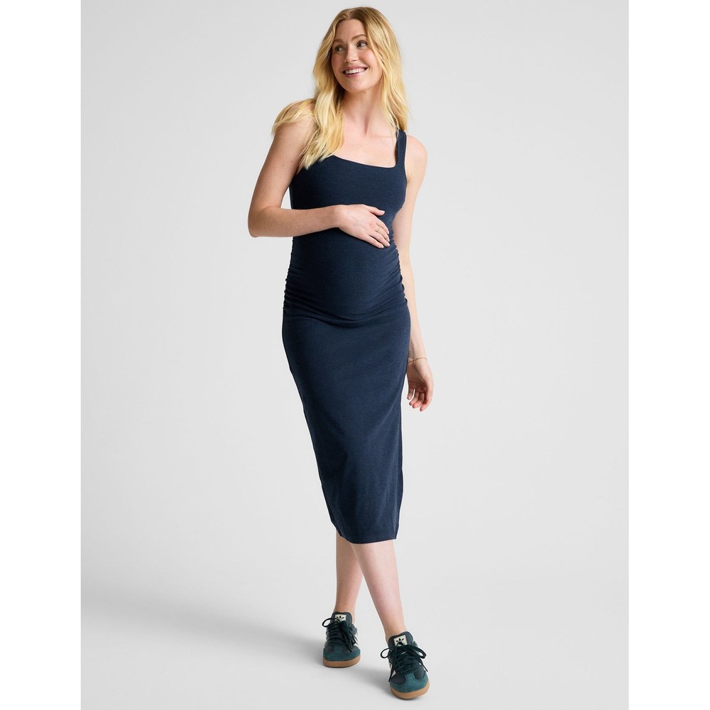 Beyond Yoga Spacedye Icon Maternity Midi Dress Nocturnal Navy Size Small NEW NWT